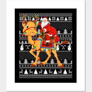 Ugly Xmas Santa Riding Camel Christmas Posters and Art